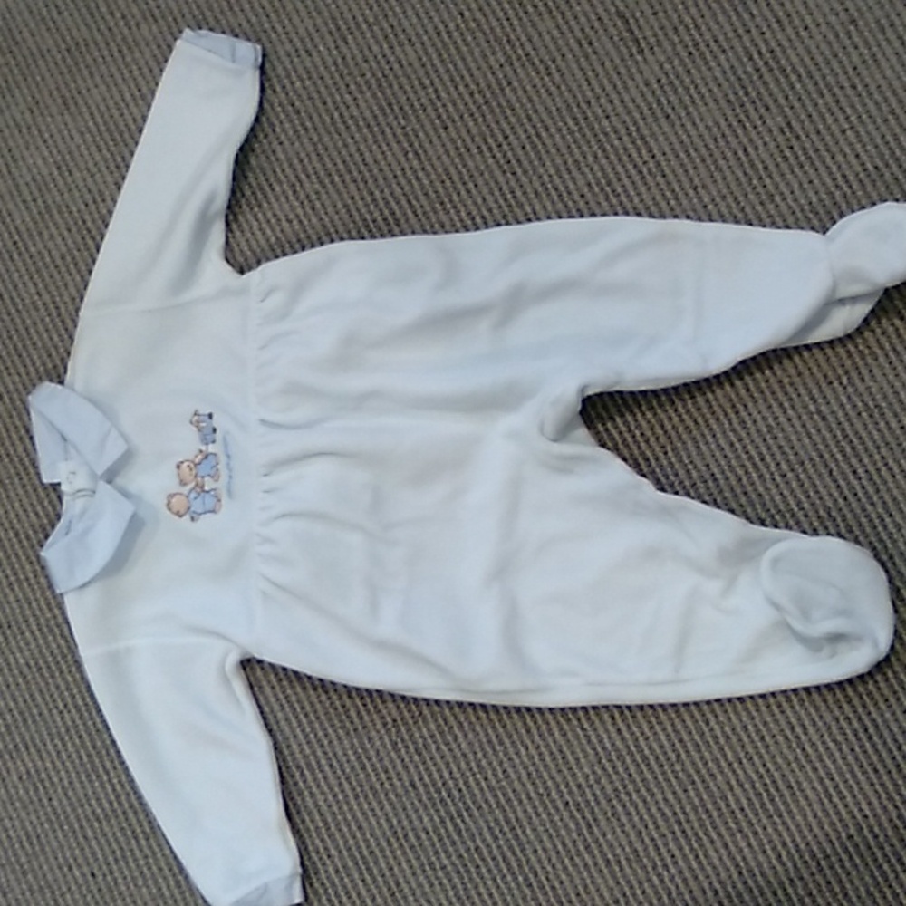Adorable tartine Et Chocolat 9 moth baby boy velour/velvet collared footie